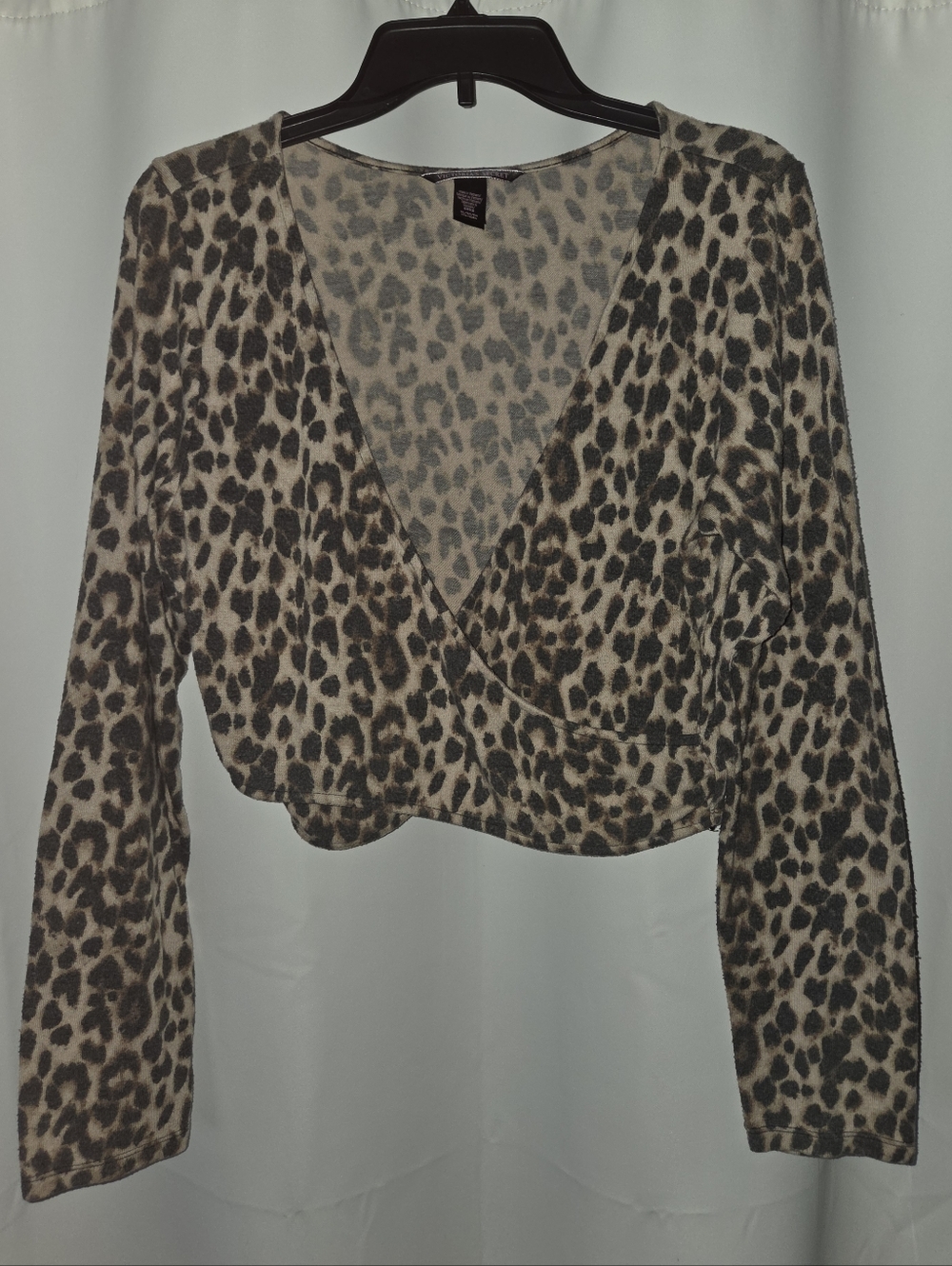 Victoria's Secret Leopard Wrap-Front Long Sleeve Top XL